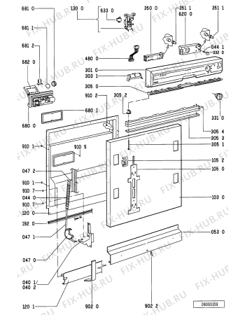 Схема №1 ADL 344 AV с изображением Обшивка для посудомоечной машины Whirlpool 481245379675
