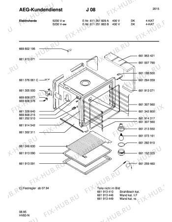 Взрыв-схема плиты (духовки) Aeg 5230V-W DK - Схема узла Section2