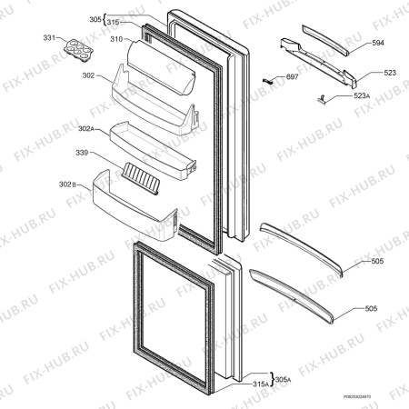 Взрыв-схема холодильника Electrolux ENB40200W - Схема узла Door