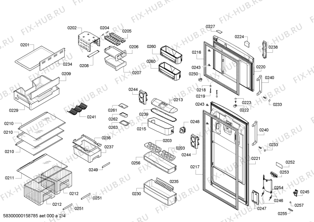 Схема №1 KDN46AI15N с изображением Дверь для холодильника Bosch 00711012