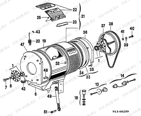 Взрыв-схема стиральной машины Zanker CL8082 - Схема узла Drum