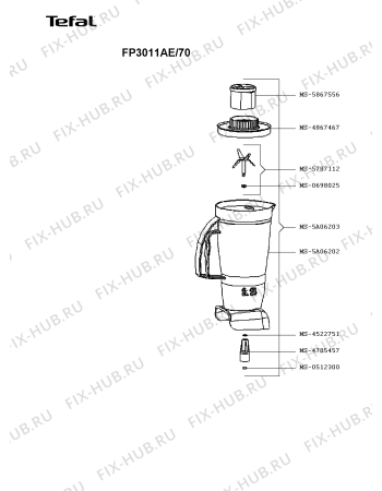 Взрыв-схема кухонного комбайна Tefal FP3011AE/70 - Схема узла QP003123.8P3