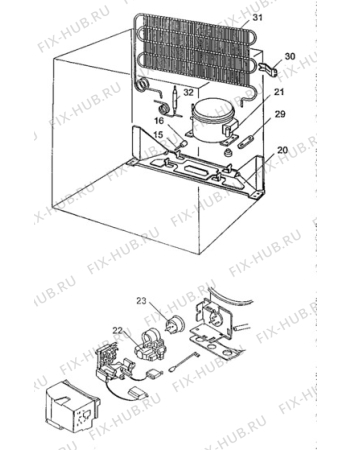 Взрыв-схема холодильника Electrolux EU0562C - Схема узла Cooling system 017