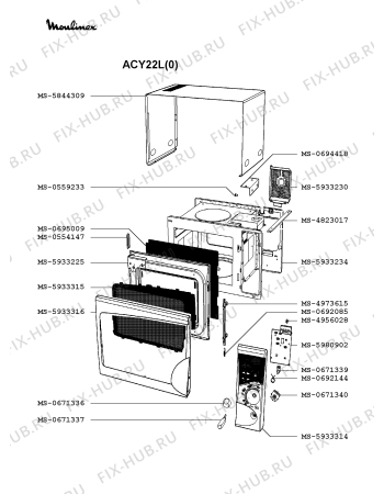 Взрыв-схема микроволновой печи Moulinex ACY22L(0) - Схема узла 3P002037.9P3