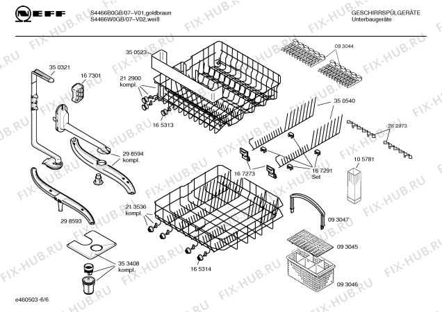 Взрыв-схема посудомоечной машины Neff S4466W0GB Aquatech - Схема узла 06