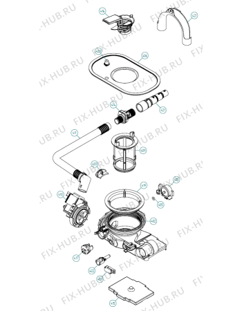 Взрыв-схема посудомоечной машины Asko D5253 XXL SE   -SS Bi (337791, DW70.3) - Схема узла 04