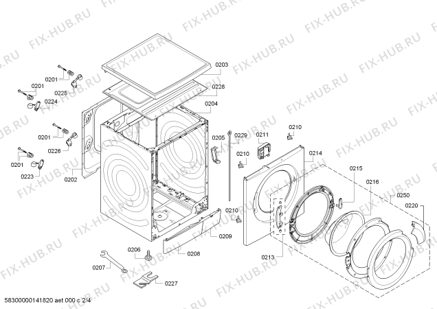 Взрыв-схема стиральной машины Bosch WAS20461EE Logixx 8 VarioPerfect EcoSilence Drive - Схема узла 02