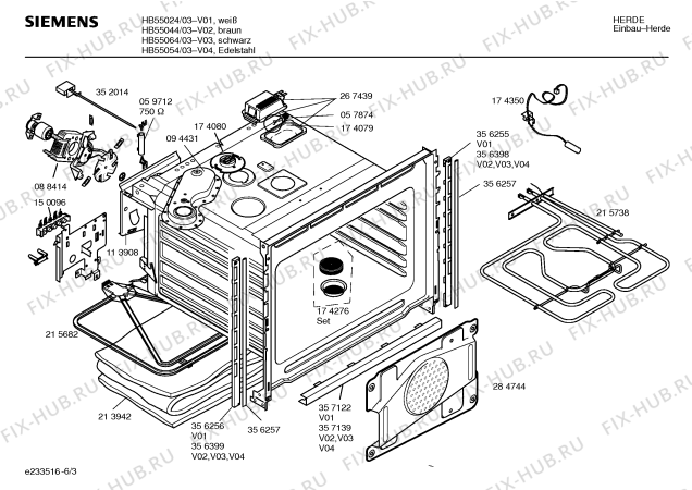 Схема №2 HB55064 S2001 с изображением Инструкция по эксплуатации для плиты (духовки) Siemens 00585504