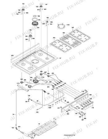 Взрыв-схема плиты (духовки) Electrolux EKG10310X - Схема узла Section 1