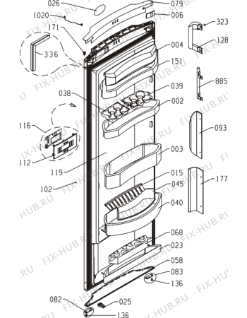 Взрыв-схема холодильника KENWOOD KLFG390WDW (320901, HS3966EF) - Схема узла 02
