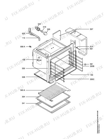 Взрыв-схема плиты (духовки) Aeg CE3000-1-W   EURO - Схема узла Oven