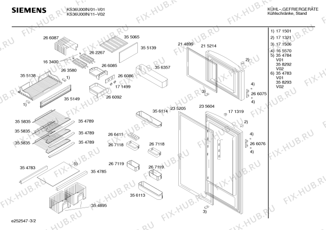 Взрыв-схема холодильника Siemens KS36U00IN - Схема узла 02