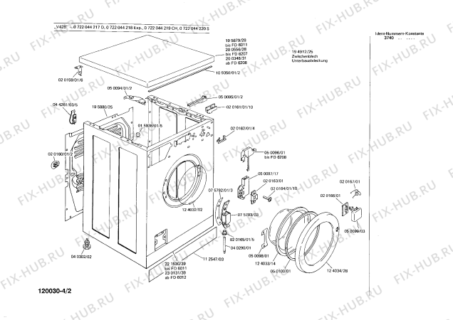 Схема №1 0722044219 V428 с изображением Панель управления для стиральной машины Bosch 00124049