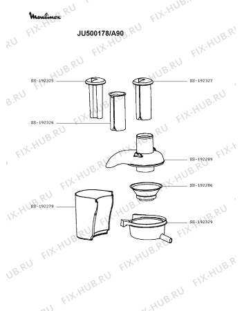 Взрыв-схема соковыжималки Moulinex JU500178/A90 - Схема узла ZP003081.5P2