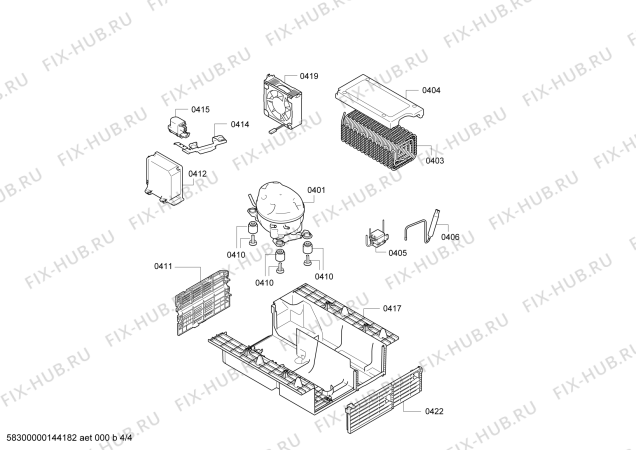 Взрыв-схема холодильника Gaggenau RC249202 - Схема узла 04