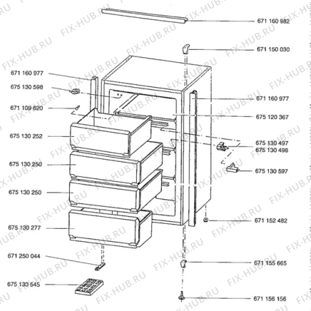 Взрыв-схема холодильника Aeg A1302-4E - Схема узла Cabinet + armatures