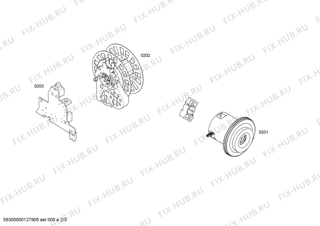 Взрыв-схема пылесоса Bosch BSG62002 logo 2000W - Схема узла 02