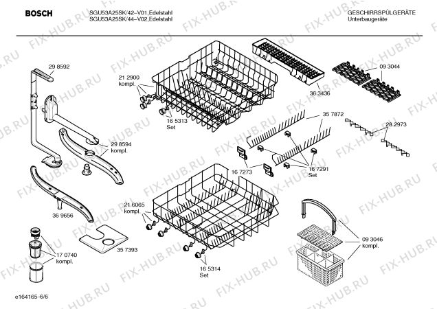 Взрыв-схема посудомоечной машины Bosch SGU53A25SK - Схема узла 06