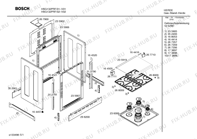 Схема №3 HSG132PRF с изображением Инструкция по эксплуатации для духового шкафа Bosch 00526290