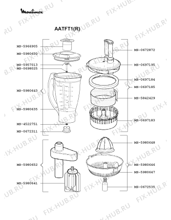 Взрыв-схема кухонного комбайна Moulinex AATFT1(R) - Схема узла KP002406.8P4