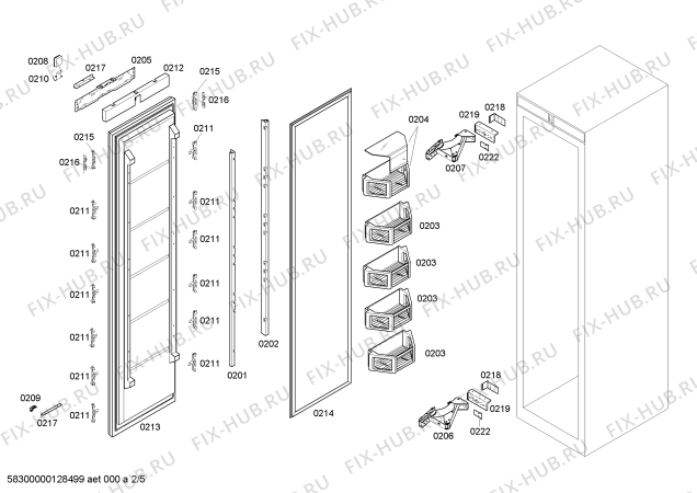 Взрыв-схема холодильника Siemens FI24NP30 - Схема узла 02