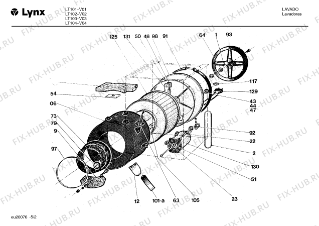 Взрыв-схема стиральной машины Lynx LT103 - Схема узла 02