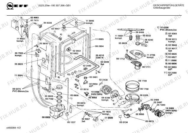 Взрыв-схема посудомоечной машины Neff 195307266 5223.25IW - Схема узла 02