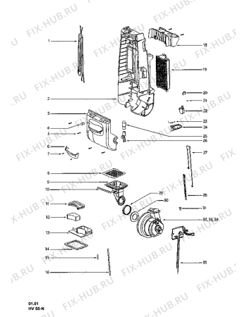 Взрыв-схема пылесоса Electrolux Z4685-1 - Схема узла Chassis/Electrical