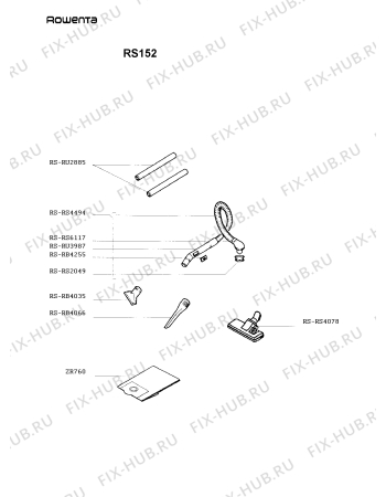 Взрыв-схема пылесоса Rowenta RS152 - Схема узла RS152___.__1
