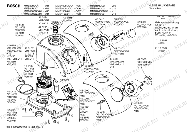 Схема №1 MMB1001 с изображением Панель для электроблендера Bosch 00490414