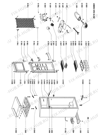 Схема №1 CZW 254 A с изображением Микропереключатель для холодильной камеры Whirlpool 481227138466
