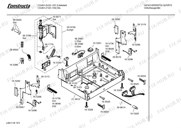 Взрыв-схема посудомоечной машины Constructa CG461J7 - Схема узла 05
