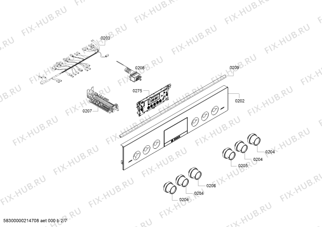 Взрыв-схема плиты (духовки) Bosch HXS59AI50Q - Схема узла 02