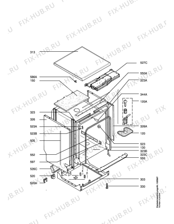 Взрыв-схема посудомоечной машины Electrolux ESF676 W - Схема узла Housing 001