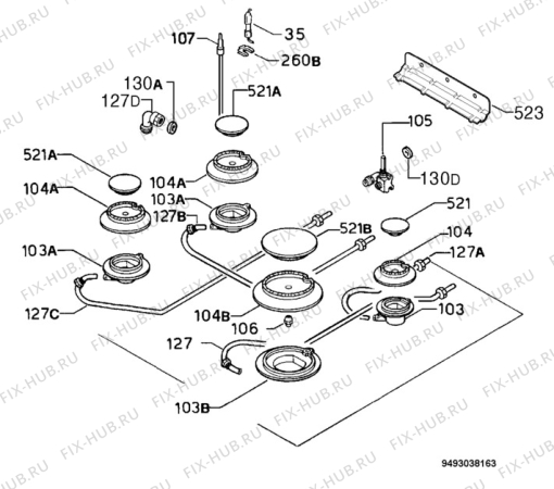 Взрыв-схема плиты (духовки) Zanussi ZGL646ITX - Схема узла Functional parts 267