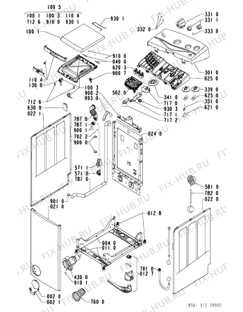 Схема №1 AWA 5127 с изображением Микропереключатель для стиральной машины Whirlpool 481228219488