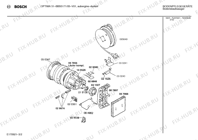 Схема №1 BBS5171 OPTIMA 51 с изображением Кнопка для пылесоса Bosch 00152146