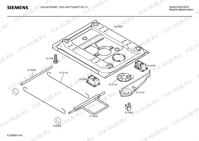 Взрыв-схема стиральной машины Siemens WP75230FF, AQUATRONIC 7523 - Схема узла 04