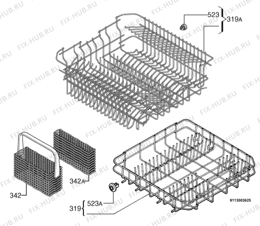 Взрыв-схема посудомоечной машины Zanussi ZDI6041N - Схема узла Basket 160