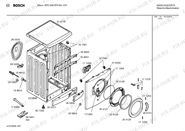 Схема №2 WFL2461BY WFL2461 с изображением Таблица программ для стиралки Bosch 00527538