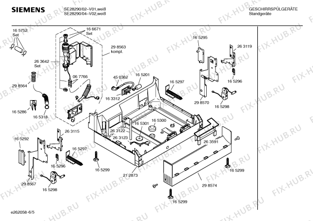 Взрыв-схема посудомоечной машины Siemens SE28290 - Схема узла 05