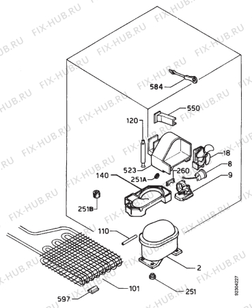 Взрыв-схема холодильника Zanussi ZU77115 - Схема узла Cooling system 017