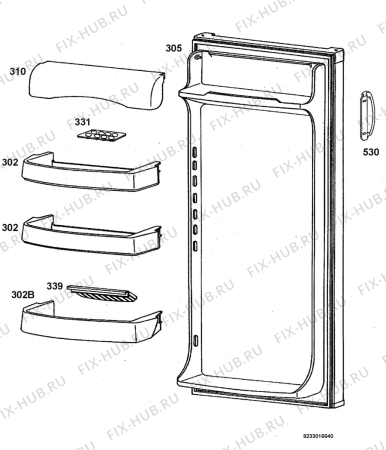 Взрыв-схема холодильника Electrolux ERC19002W - Схема узла Door 003