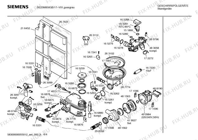 Взрыв-схема посудомоечной машины Siemens SE25M850GB avantgarde - Схема узла 04
