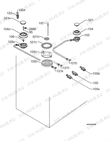 Взрыв-схема плиты (духовки) Electrolux EK6735X - Схема узла Functional parts 267