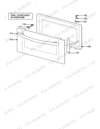 Взрыв-схема плиты (духовки) Zanussi Electrolux ZKG5030XN - Схема узла H10 Grill door assy