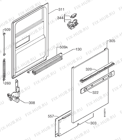Взрыв-схема посудомоечной машины Aeg FAV5470ID - Схема узла Door 003