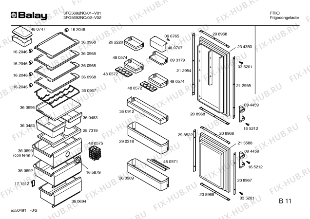 Взрыв-схема холодильника Balay 3FG5692NC - Схема узла 02