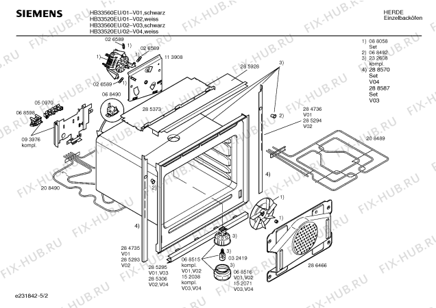 Взрыв-схема плиты (духовки) Siemens HB33560EU - Схема узла 02