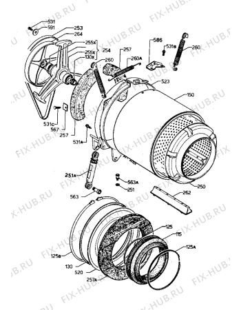 Взрыв-схема стиральной машины Zanussi ZF441 - Схема узла Tub and drum